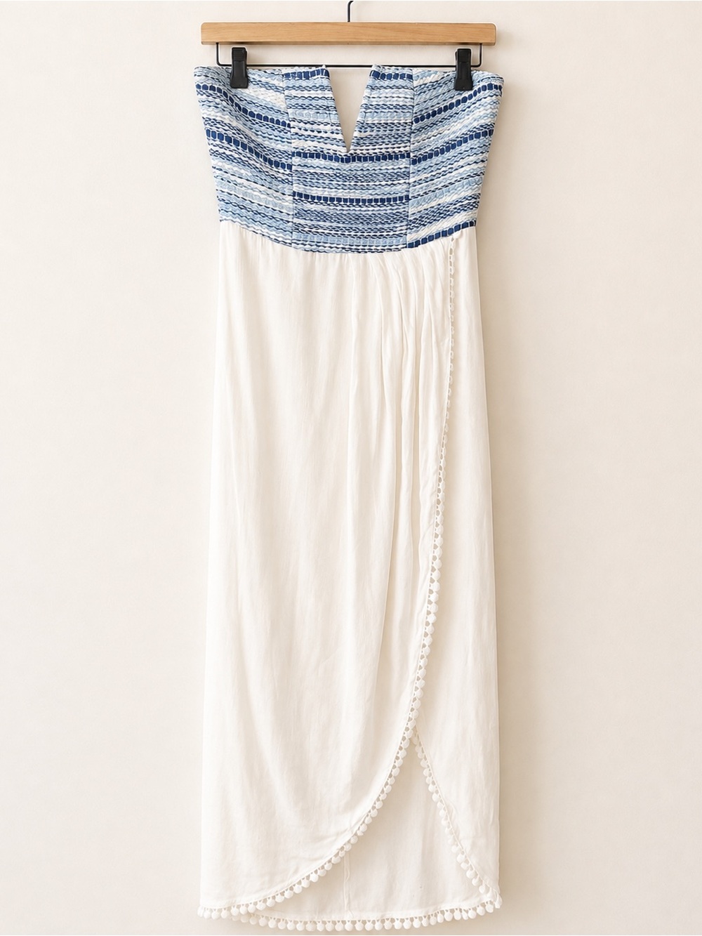 Lovers + Friends REVOLVE Blue & Ivory Strapless Maxi Dress XS